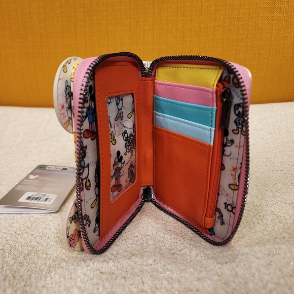 Loungefly Disney 100th AOP Mickey & Friends Iridescent Zip Around Wallet NEW - Picture 8 of 12